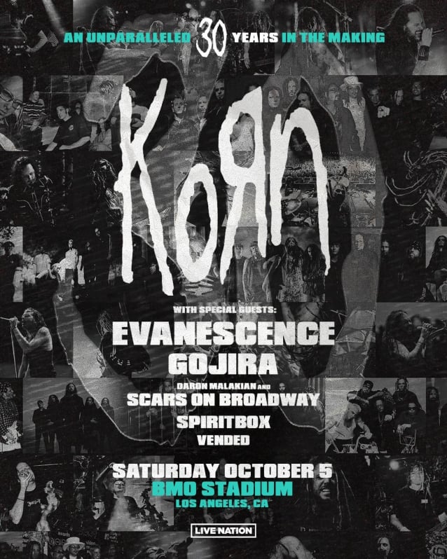 Korn anuncia show de 30º aniversário em Los Angeles com Evanescence, Gojira  e Scars On Broadway